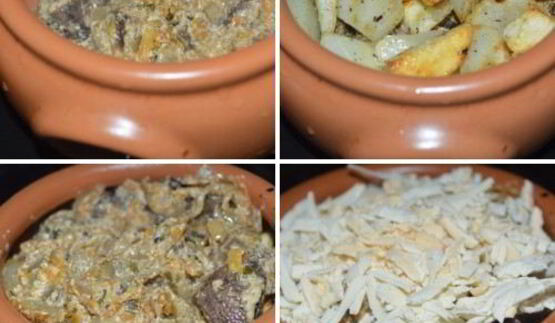 горшочки с печенью и картошкой