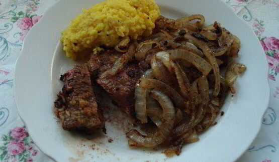 говяжья печень с яблоками