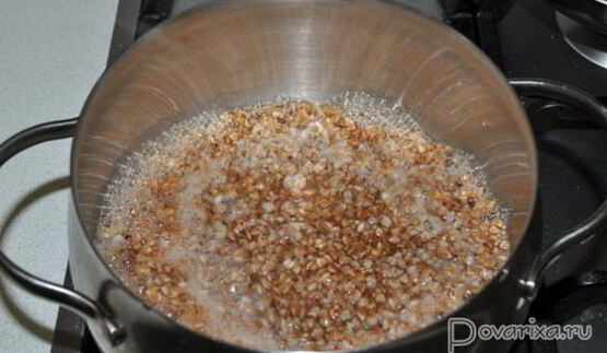 греча с куриной печенью