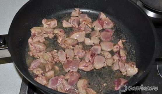 греча с куриной печенью