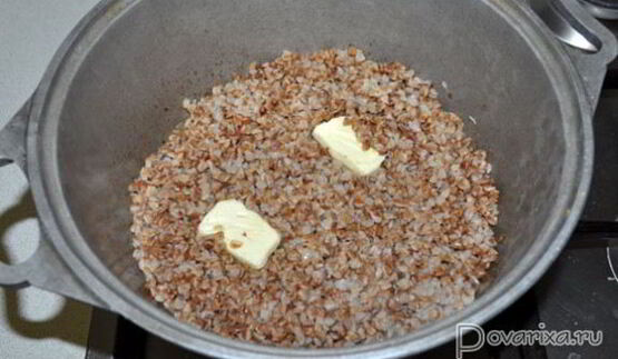 греча с куриной печенью