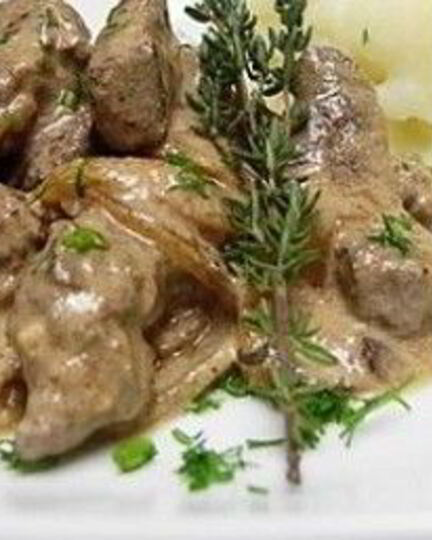 Рецепт куриной печени по-строгановски