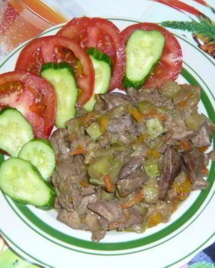 Рецепт куриной печени с баклажанами и морковкого