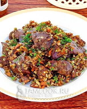 Куриная печень с гречкой в мультиварке