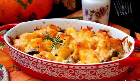 куриная печень запеченная с тыквой под сыром