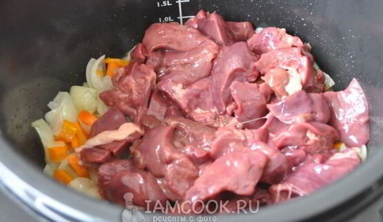 печень куриная с патиссонами в мультиварке