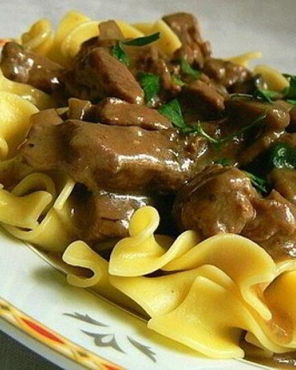 Рецепт печени по-бефстрогановски