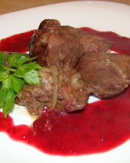 Рецепт печени птицы в ягодном соусе