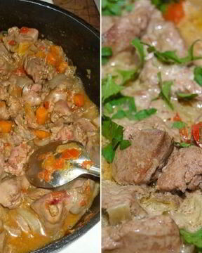 Печень с овощами