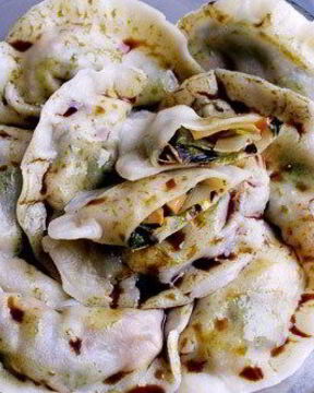 Пельмени с королевской вешенкой и пореем