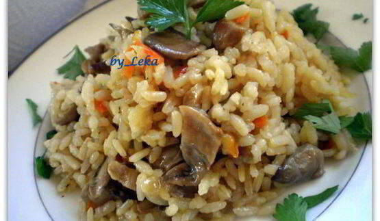 плов с грибами