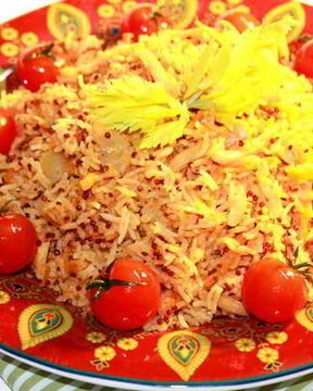 Томатный плов с кальмарами