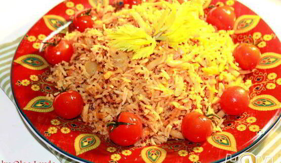 томатный плов с кальмарами