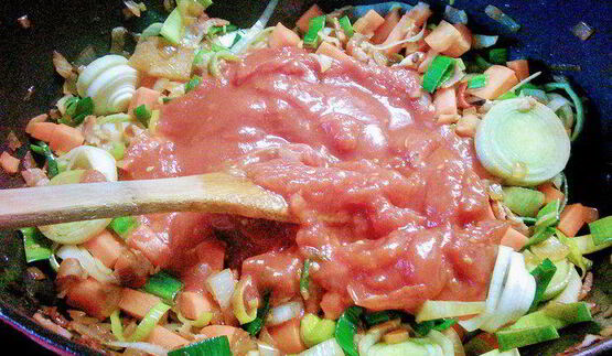 говяжье рагу в томатно-сливочном соусе