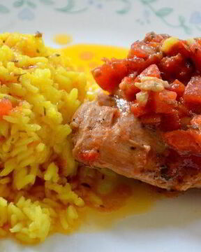 Куриное фрикасе на винном уксусе