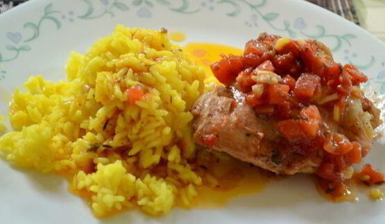 куриное фрикасе на винном уксусе