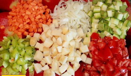 овощное рагу с тушеной курицей кабачками и картошкой