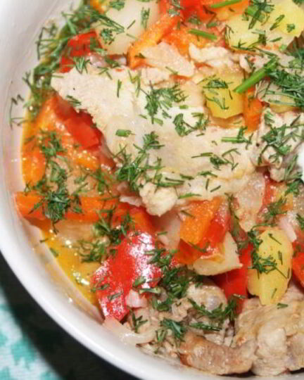 Рецепт рагу из свинины с овощами в мультиварке