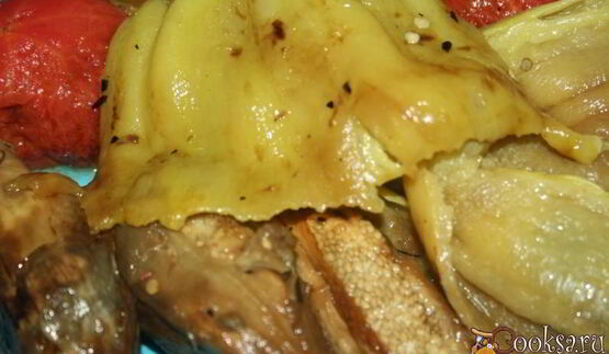 рагу с говядиной и овощами, запеченными на мангале