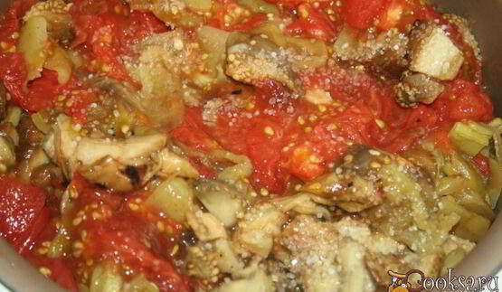 рагу с говядиной и овощами, запеченными на мангале