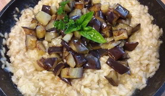 ризотто с баклажаном и лимоном