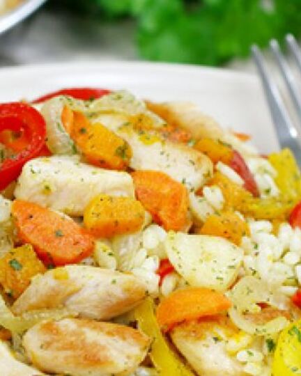Рецепт ризотто с курицей и овощами