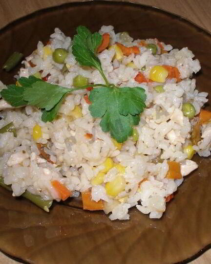 Рецепт ризотто с курицей и замороженными овощами