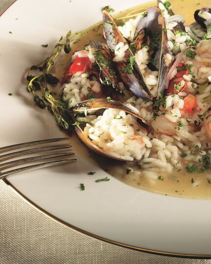 Рецепт ризотто с мидиями и креветками