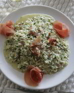 Ризотто с мятой и ветчиной