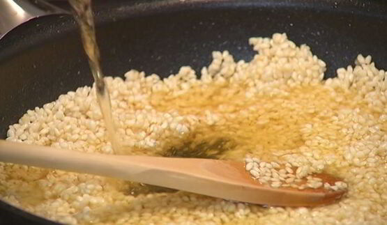 ризотто с мятой и ветчиной