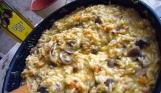 ризотто с овощами и грибами