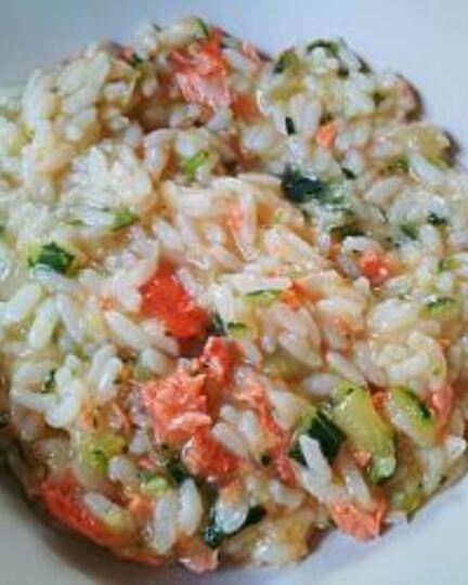 Рецепт ризотто с цуккини и лососем