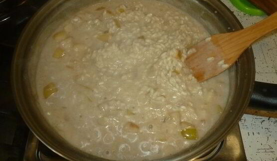 сладкое ризотто с томлеными фруктами