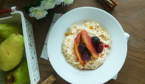 сладкое ризотто с томлеными фруктами