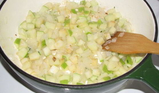 яблочное ризотто с копченым лососем