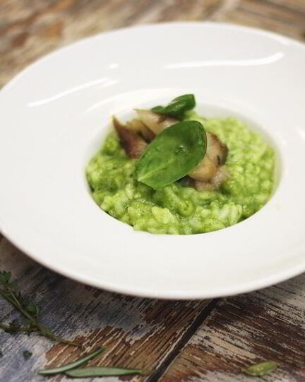 Рецепт зеленого ризотто со скумбрией