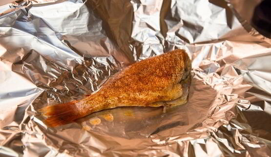 черноморский окунь в фольге