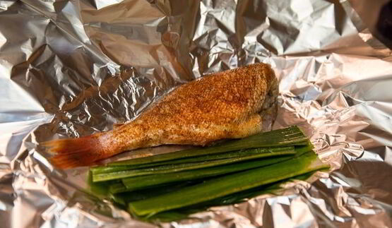 черноморский окунь в фольге