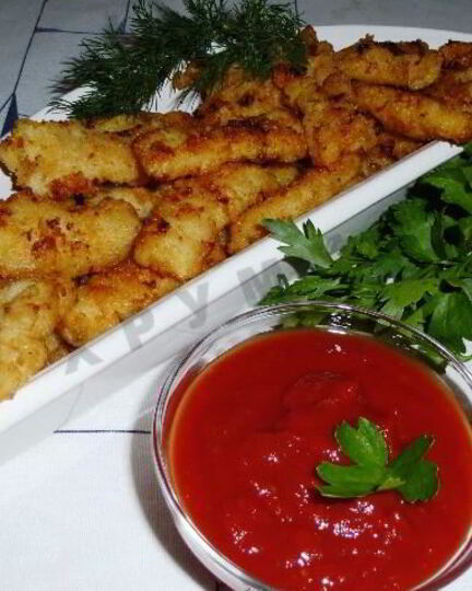 Рецепт кальмаров в панировочных сухаряха хрустящих палочек