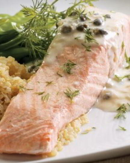 Рецепт отварной семги под пикантным соусом