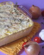 Рыба, запеченная с кукурузной крупой и сыром Джюгас