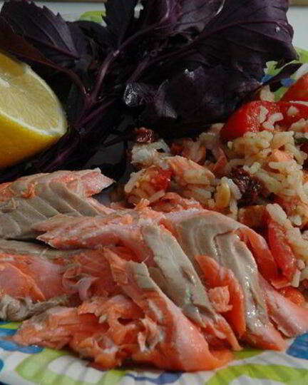 Рецепт семга на гриле, фаршированная рисом