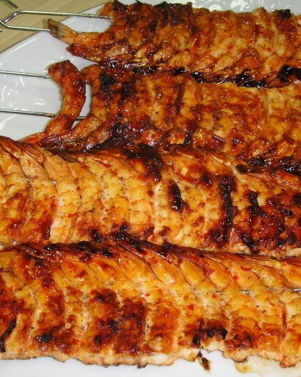 Рецепт шашлыка из креветок на шпажках