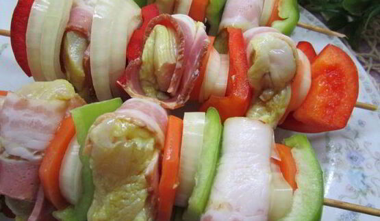шашлык из курицы с овощами