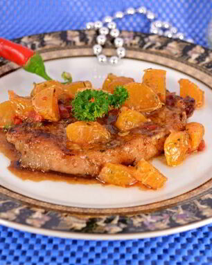 Острые свиные стейки с мандариново-медовым соусом