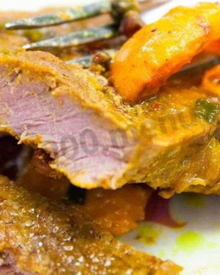 Рецепт стейка из говядины с абрикосовыми дольками