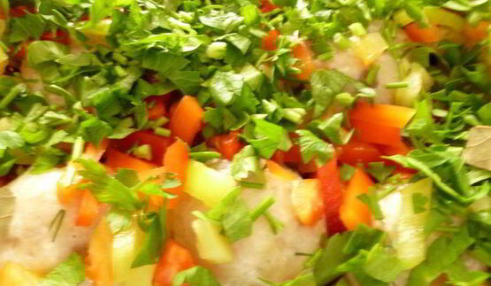 рыбно-грибные тефтельки, запеченные с овощами