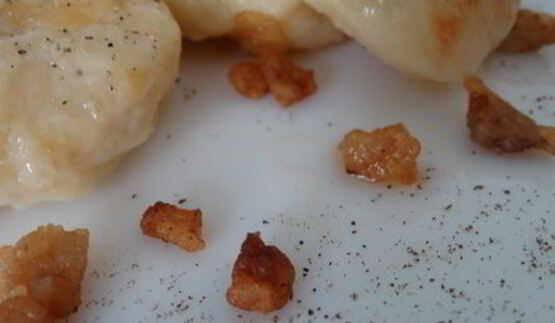 ленивые вареники из картошки со шкварками