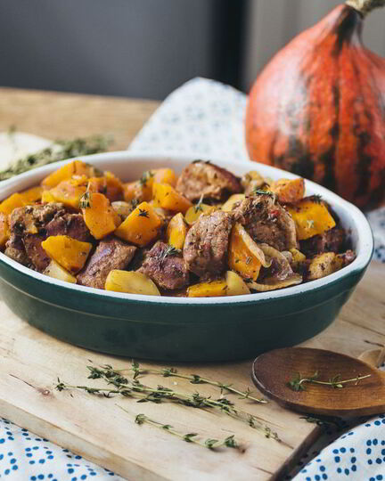 Рецепт жаркого из телятины с картофелем и тыквой