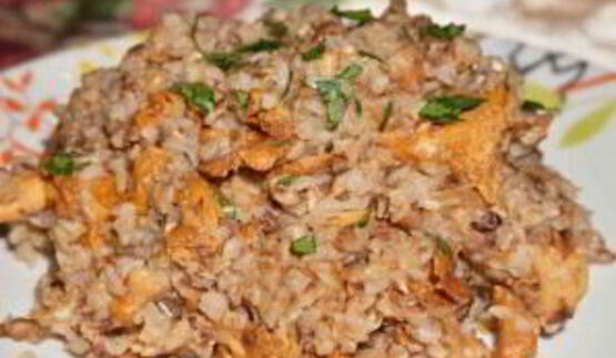 гречка с лисичками и луком